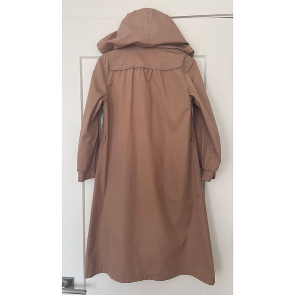 70s Vintage London Fog Maincoats Trench Coat Dusty Rose A-Line Hood Womens 8P - Picture 2 of 12